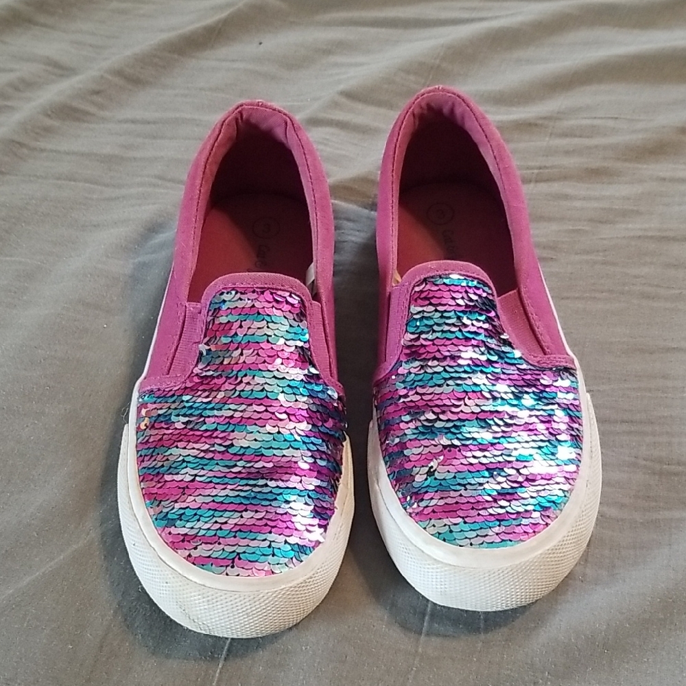 Cat & Jack Pink and Blue Sequin Kids Sneakers